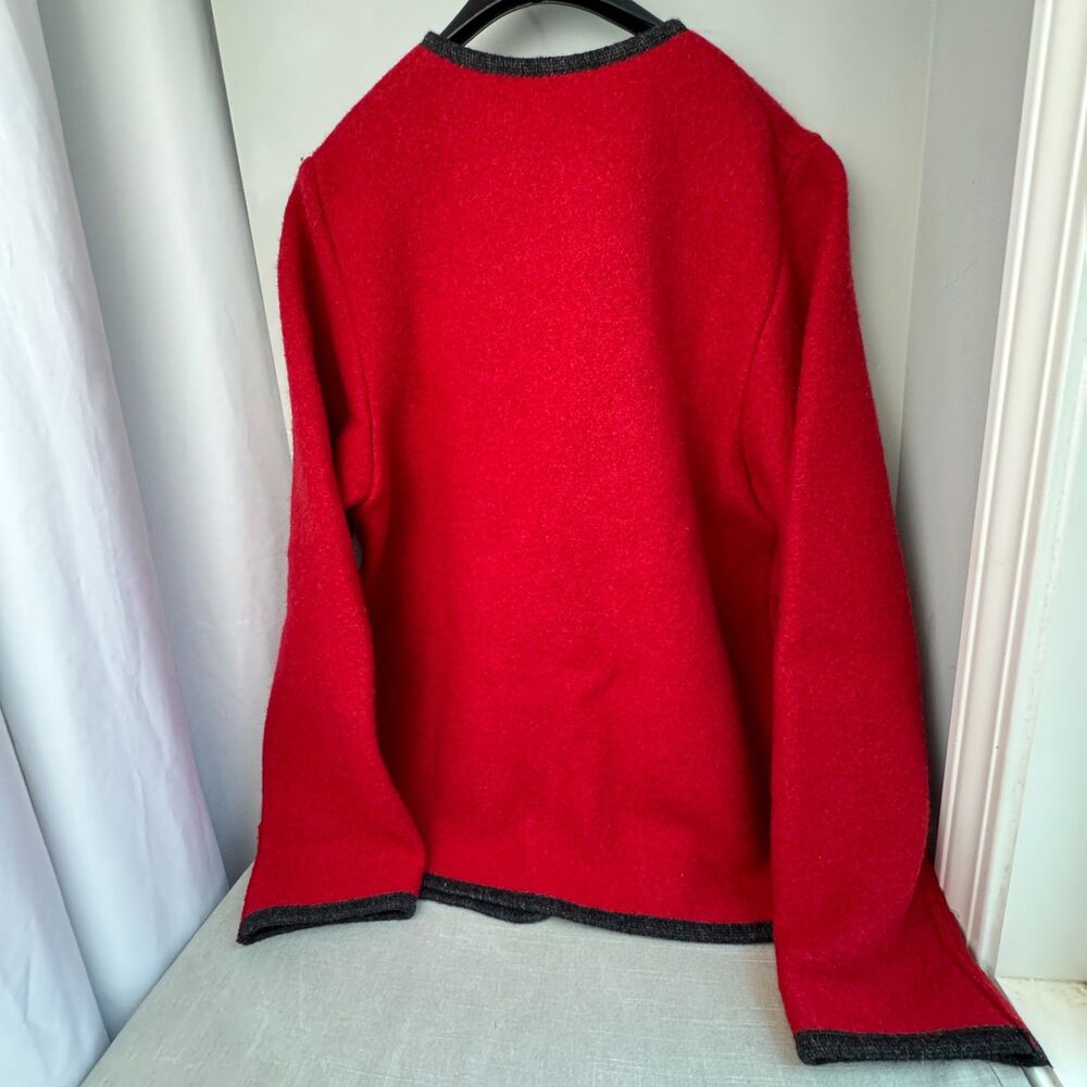 Vintage L.L. Bean Women’s M Red Boiled Wool Jacket Austria Silver Buttons Trim - Picture 5 of 11